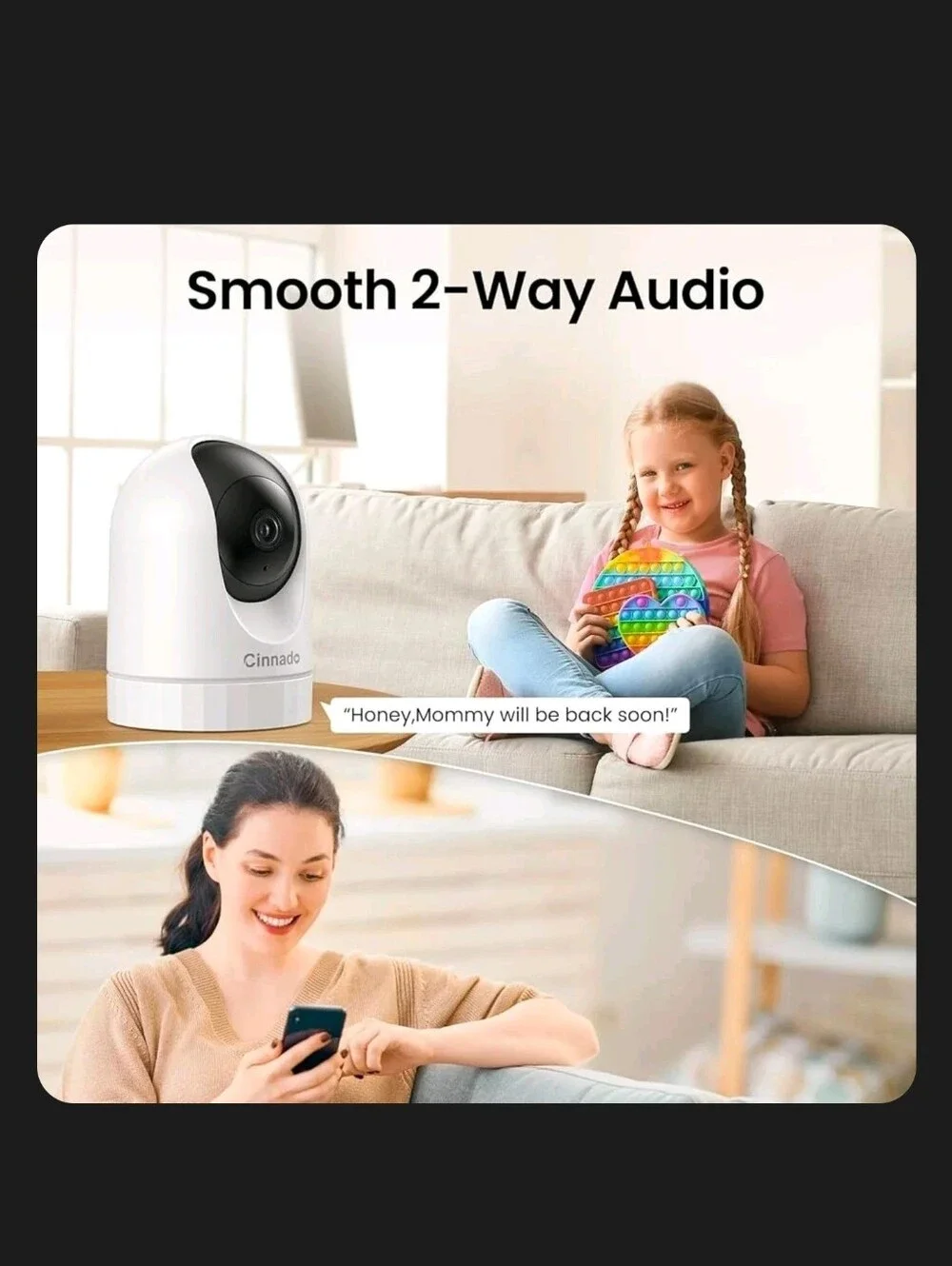 (3-Camera Bundle) Cinnado 2K Indoor Security Camera | Alexa Compatible